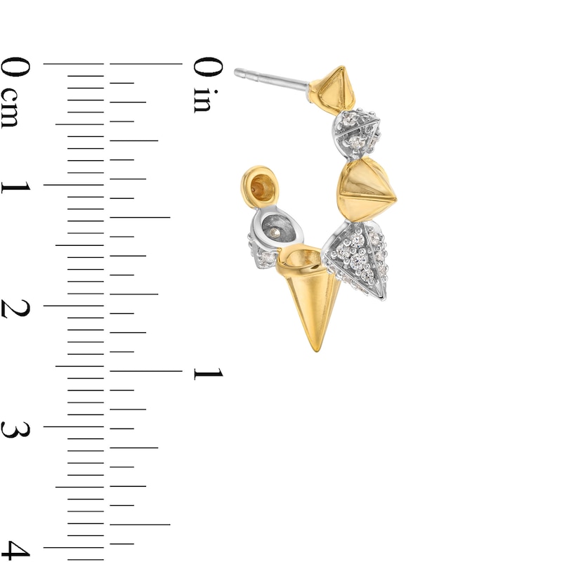 Main Image 3 of 1/2 CT. T.W. Certified Lab-Grown Diamond Spiky J-Hoop Earrings in Sterling Silver and 10K Gold Plate (F/SI2)