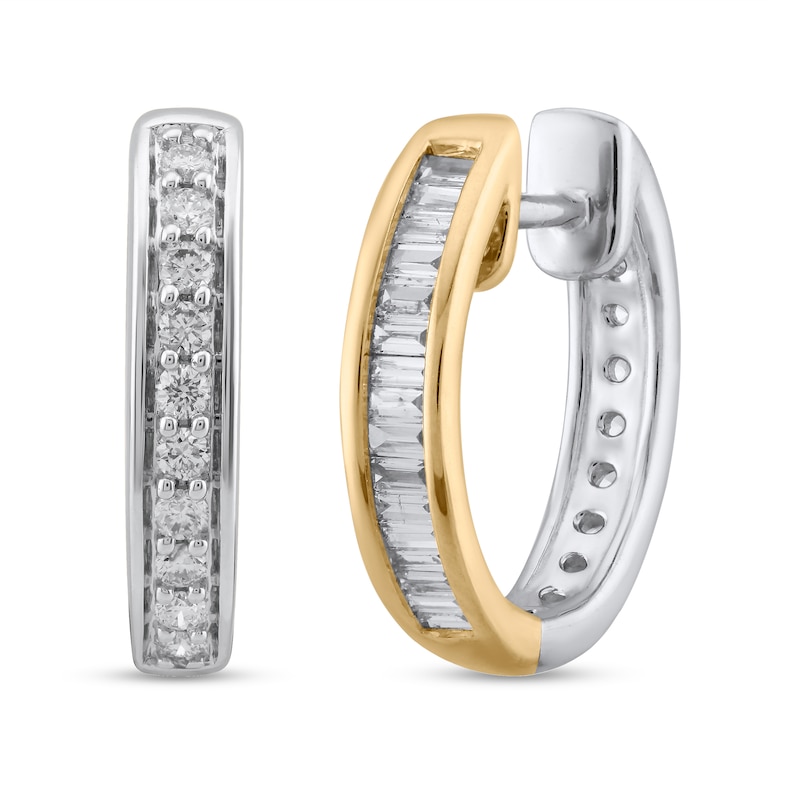 Main Image 1 of 1/2 CT. T.W. Lab-Grown Diamond Double-Sided Earrings in Sterling Silver and 14K Gold Plate (F/SI2)