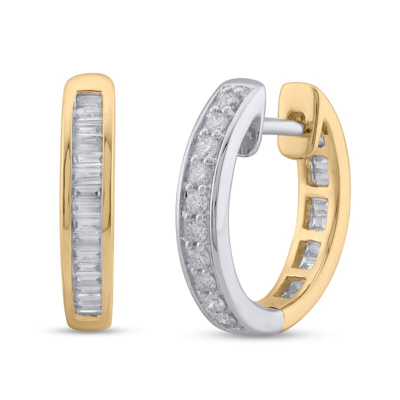 Main Image 2 of 1/2 CT. T.W. Lab-Grown Diamond Double-Sided Earrings in Sterling Silver and 14K Gold Plate (F/SI2)