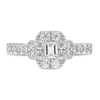 Thumbnail Image 4 of 3/4 CT. T.W. Emerald-Cut Diamond Frame Tri-Sides Vintage-Style Engagement Ring in 14K White Gold
