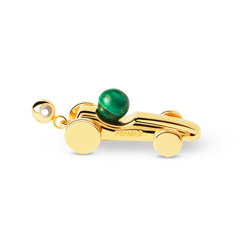 Main Image 2 of PDPAOLA™ at Zales Malachite Derby Car Bead Charm in Sterling Silver with 18K Gold Plate