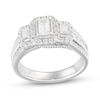 Thumbnail Image 1 of 1-5/8 CT. T.W. Emerald-Cut Diamond Frame Three Stone Triple Row Engagement Ring in 14K White Gold