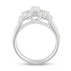 Thumbnail Image 3 of 1-5/8 CT. T.W. Emerald-Cut Diamond Frame Three Stone Triple Row Engagement Ring in 14K White Gold