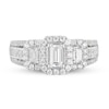 Thumbnail Image 4 of 1-5/8 CT. T.W. Emerald-Cut Diamond Frame Three Stone Triple Row Engagement Ring in 14K White Gold