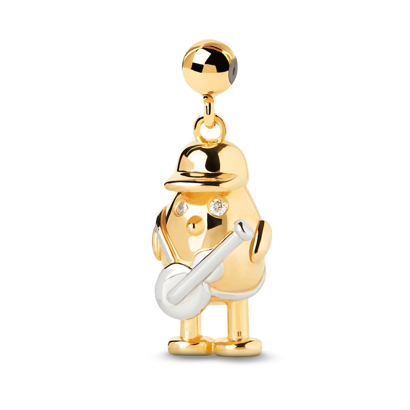 Main Image 1 of PDPAOLA™ at Zales Cubic Zirconia Guitar Player Bead Charm in Sterling Silver with 18K Gold Plate