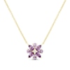 Thumbnail Image 0 of Pear-Shaped and Marquise-Cut Amethyst with Diamond Accent Flower Necklace in 10K Gold