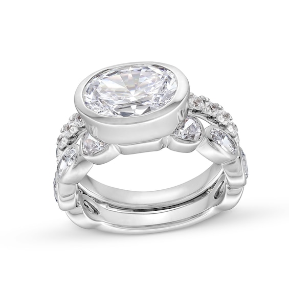 5.70 CT. T.w. Certified Oval, Round and Emerald-Cut Lab-Grown Diamond Bridal Set in 14K White Gold (F/Vs2)