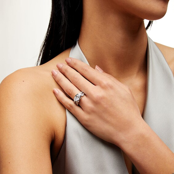 5-3/4 CT. T.w. Certified Oval, Round and Emerald-Cut Lab-Grown Diamond Bridal Set in 14K White Gold (F/Vs2)