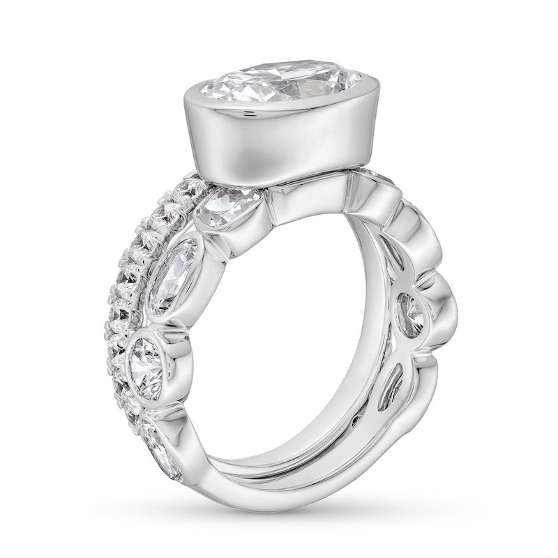 Main Image 3 of 5.70 CT. T.W. Certified Oval, Round and Emerald-Cut Lab-Grown Diamond Bridal Set in 14K White Gold (F/VS2)