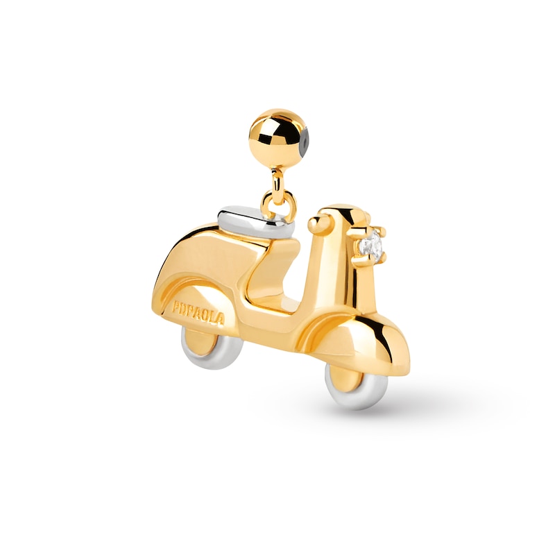 Main Image 1 of PDPAOLA™ at Zales Cubic Zirconia Moto Bead Charm in Sterling Silver with 18K Gold Plate