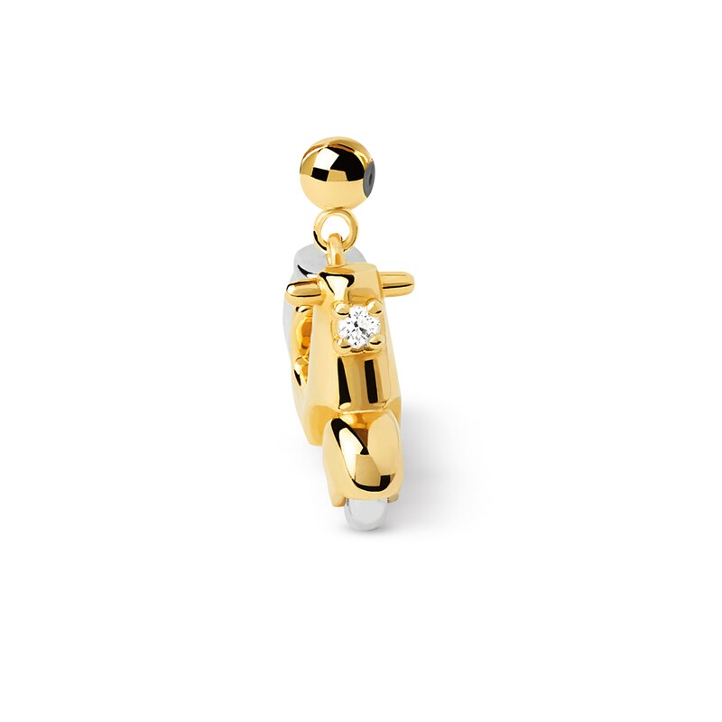 Main Image 2 of PDPAOLA™ at Zales Cubic Zirconia Moto Bead Charm in Sterling Silver with 18K Gold Plate