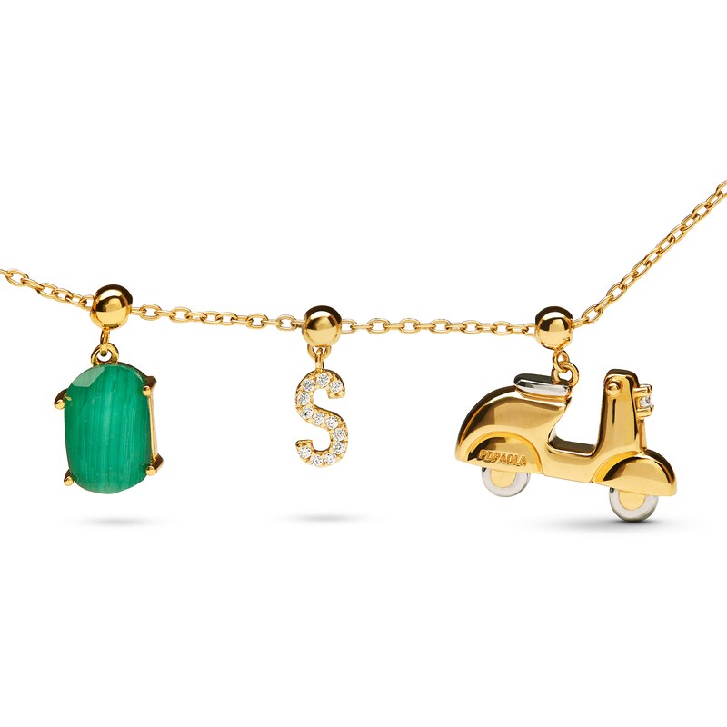 Main Image 4 of PDPAOLA™ at Zales Cubic Zirconia Moto Bead Charm in Sterling Silver with 18K Gold Plate