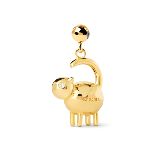 PDPAOLA⢠at Zales Cubic Zirconia Cat Bead Charm in Sterling Silver with 18K Gold Plate