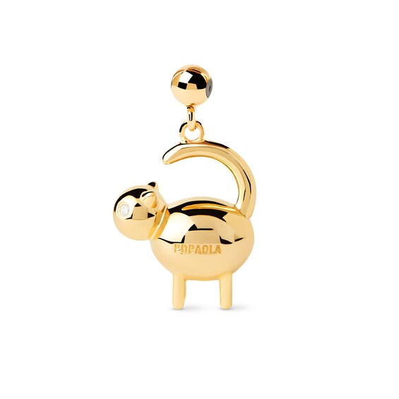 PDPAOLAâ¢ at Zales Cubic Zirconia Cat Bead Charm in Sterling Silver with 18K Gold Plate