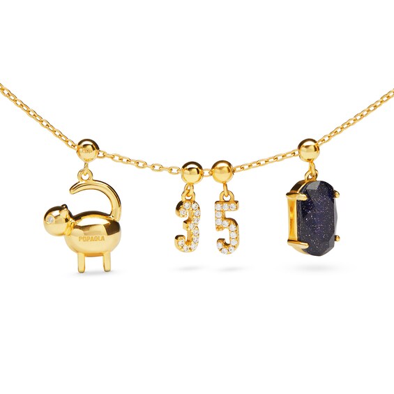 PDPAOLAâ¢ at Zales Cubic Zirconia Cat Bead Charm in Sterling Silver with 18K Gold Plate