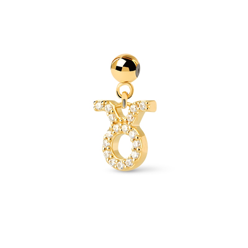 Main Image 1 of PDPAOLA™ at Zales Cubic Zirconia Taurus Zodiac Sign Bead Charm in Sterling Silver with 18K Gold Plate