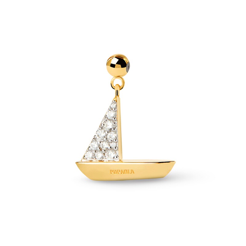 Main Image 1 of PDPAOLA™ at Zales Cubic Zirconia Sailboat Bead Charm in Sterling Silver with 18K Gold Plate