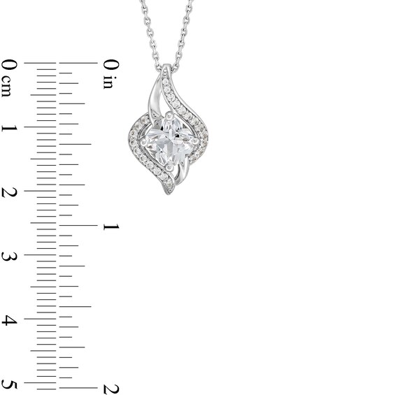 Cushion-Cut White Lab-Created Sapphire Bypass Frame Pendant, Ring and Stud Earrings Set in Sterling Silver