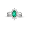 Thumbnail Image 4 of Lab-Created Emerald and White Lab-Created Sapphire Starburst Pendant, Ring and Stud Earrings Set in Sterling Silver