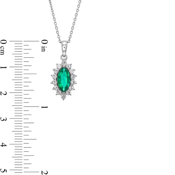 Lab-Created Emerald and White Lab-Created Sapphire Starburst Pendant, Ring and Stud Earrings Set in Sterling Silver