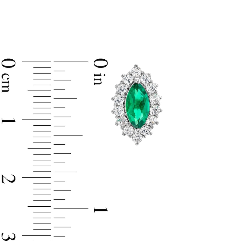 Lab-Created Emerald and White Lab-Created Sapphire Starburst Pendant, Ring and Stud Earrings Set in Sterling Silver