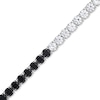 Thumbnail Image 0 of 5.0mm Black Onyx and White Lab-Created Sapphire Half-and-Half Tennis Bracelet in Sterling Silver - 7.5"