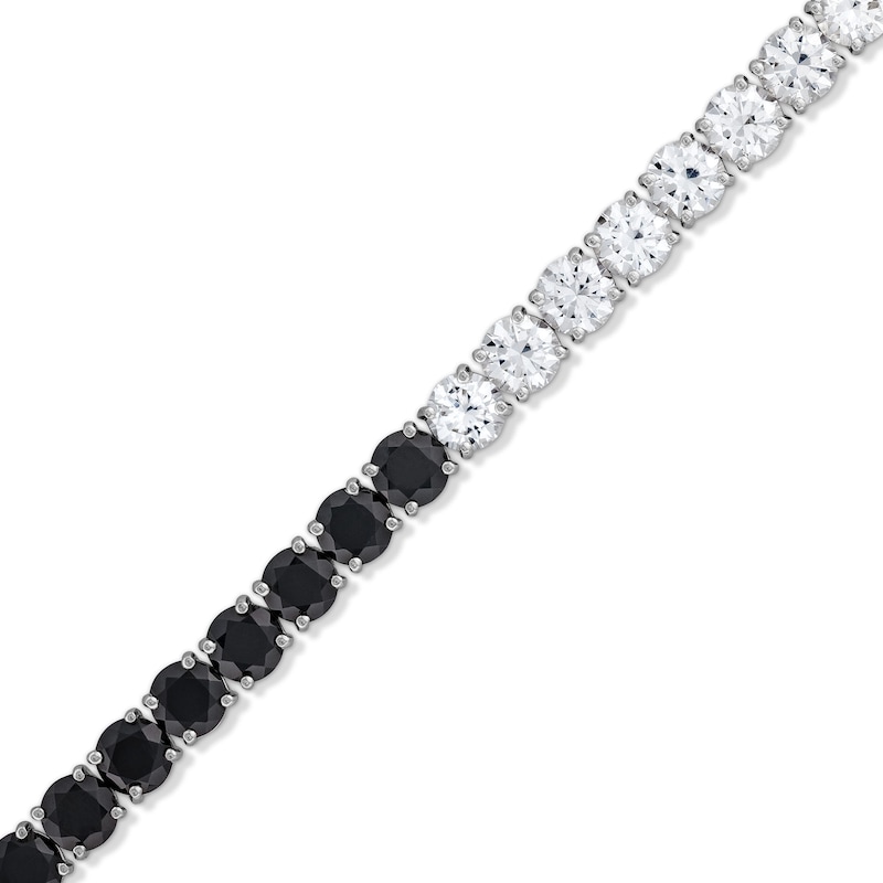 5.0mm Black Onyx and White Lab-Created Sapphire Half-and-Half Tennis Bracelet in Sterling Silver - 7.5"