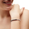 Thumbnail Image 1 of 5.0mm Black Onyx and White Lab-Created Sapphire Half-and-Half Tennis Bracelet in Sterling Silver - 7.5"