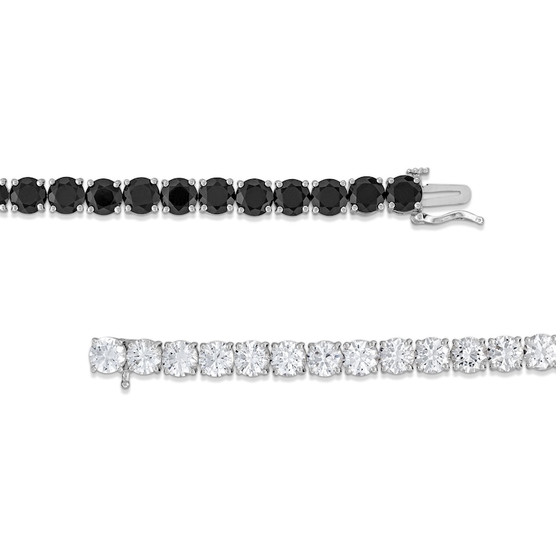 5.0mm Black Onyx and White Lab-Created Sapphire Half-and-Half Tennis Bracelet in Sterling Silver - 7.5"