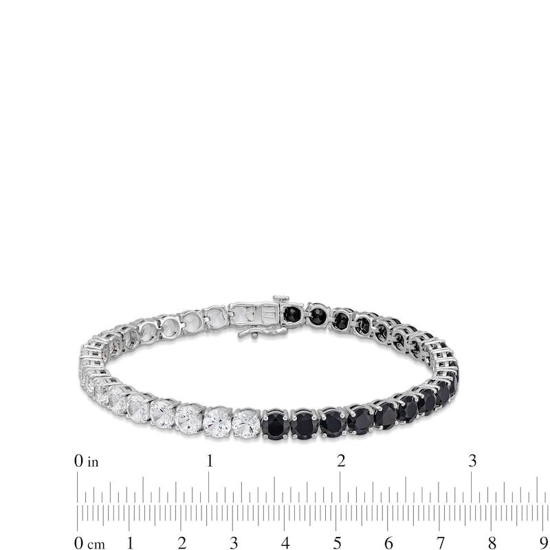 5.0mm Black Onyx and White Lab-Created Sapphire Half-and-Half Tennis Bracelet in Sterling Silver - 7.5"