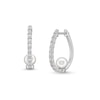 Thumbnail Image 1 of 6.0mm Freshwater Cultured Pearl and White Lab-Created Sapphire Hoop Earrings in Sterling Silver