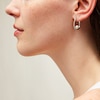 Thumbnail Image 1 of 6.0mm Freshwater Cultured Pearl and White Lab-Created Sapphire Hoop Earrings in Sterling Silver