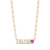 Thumbnail Image 1 of Heart-Shaped Pink and White Lab-Created Sapphire "nana" Chain Necklace in Sterling Silver with 14K Gold Plate