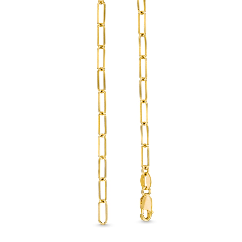 Main Image 2 of Heart-Shaped Pink and White Lab-Created Sapphire "nana" Chain Necklace in Sterling Silver with 14K Gold Plate