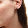 Thumbnail Image 2 of Cushion-Cut Black Onyx and Pear-Shaped White Lab-Created Sapphire Toi et Moi Stud Earrings in Sterling Silver