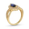 Thumbnail Image 3 of Blue and White Lab-Created Sapphire Frame Pendant, Ring and Stud Earrings Set in Sterling Silver with 14K Gold Plate
