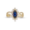Thumbnail Image 4 of Blue and White Lab-Created Sapphire Frame Pendant, Ring and Stud Earrings Set in Sterling Silver with 14K Gold Plate