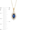 Thumbnail Image 5 of Blue and White Lab-Created Sapphire Frame Pendant, Ring and Stud Earrings Set in Sterling Silver with 14K Gold Plate