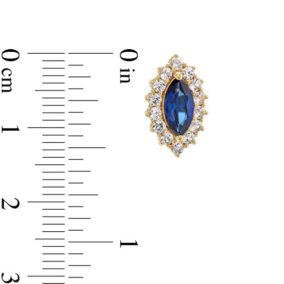 Blue and White Lab-Created Sapphire Frame Pendant, Ring and Stud Earrings Set in Sterling Silver with 14K Gold Plate