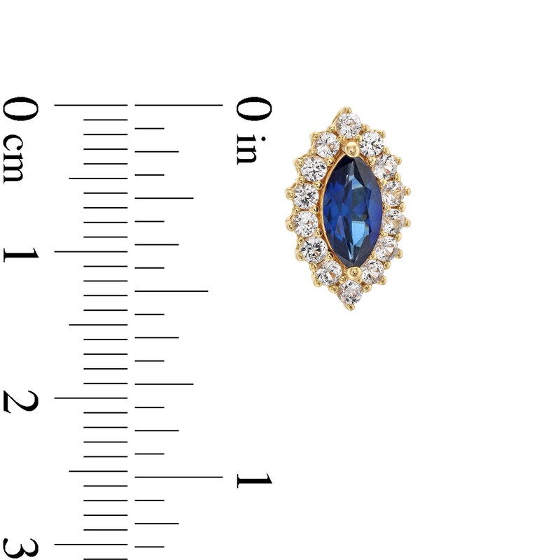 Main Image 6 of Blue and White Lab-Created Sapphire Frame Pendant, Ring and Stud Earrings Set in Sterling Silver with 14K Gold Plate