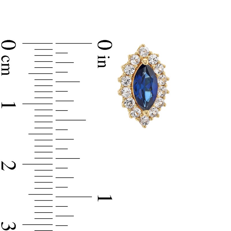 Blue and White Lab-Created Sapphire Frame Pendant, Ring and Stud Earrings Set in Sterling Silver with 14K Gold Plate