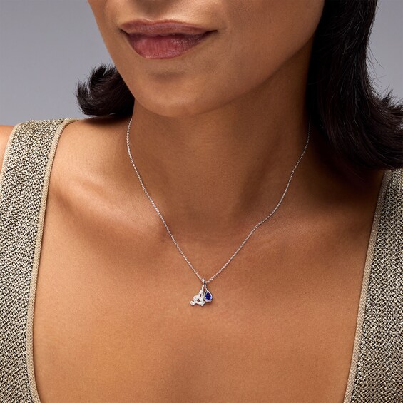 Pear-Shaped Gemstone and 1/10 CT. T.w. Diamond Uppercase Script Initial Charms Pendant (1 Stone and Initial)
