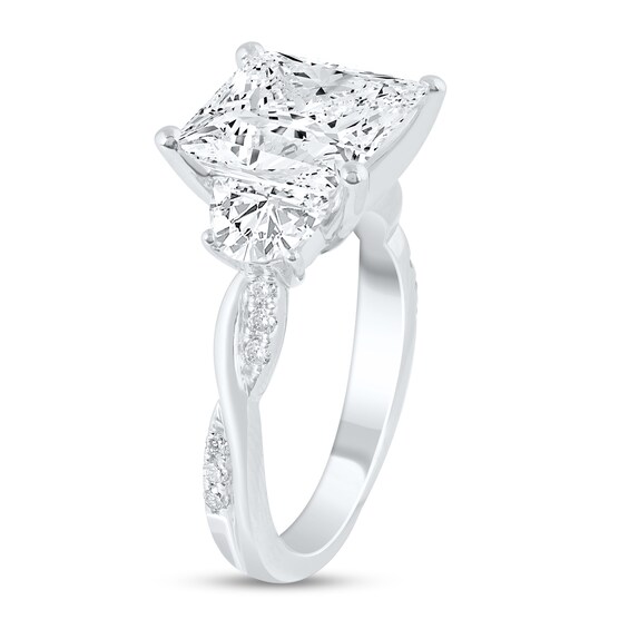 6 CT. T.w. Princess-Cut and Half-Moon Certified Lab-Grown Diamond Twist Engagement Ring in 14K White Gold (F/Vs2)