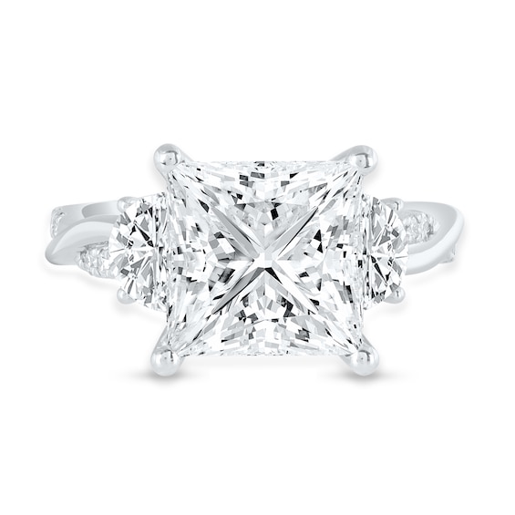 6 CT. T.w. Princess-Cut and Half-Moon Certified Lab-Grown Diamond Twist Engagement Ring in 14K White Gold (F/Vs2)