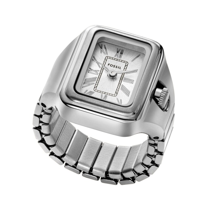 Main Image 1 of Ladies’ Fossil Raquel Ring Watch with Rectangular Silver-Tone Sunray Dial (Model: ES5344)