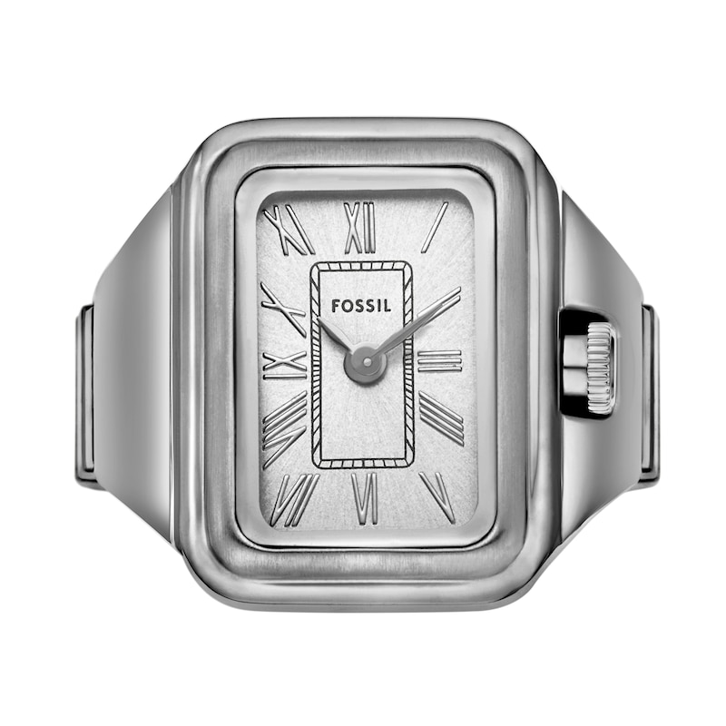 Main Image 2 of Ladies’ Fossil Raquel Ring Watch with Rectangular Silver-Tone Sunray Dial (Model: ES5344)
