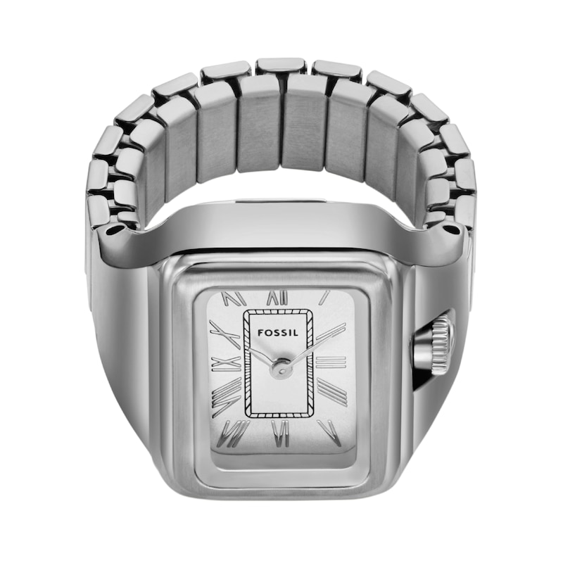 Main Image 3 of Ladies’ Fossil Raquel Ring Watch with Rectangular Silver-Tone Sunray Dial (Model: ES5344)
