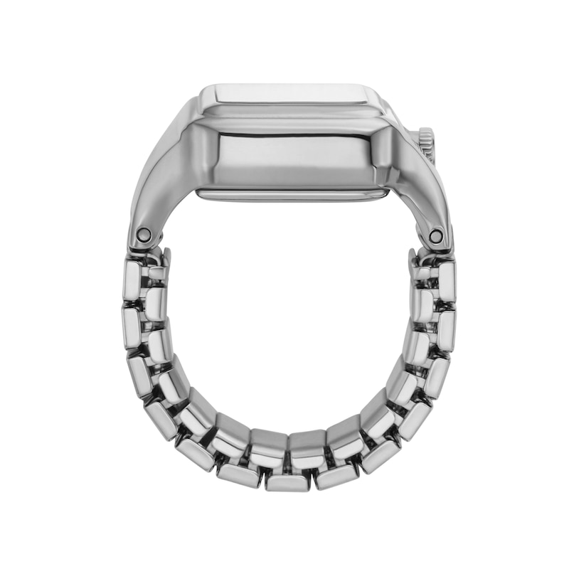 Main Image 4 of Ladies’ Fossil Raquel Ring Watch with Rectangular Silver-Tone Sunray Dial (Model: ES5344)
