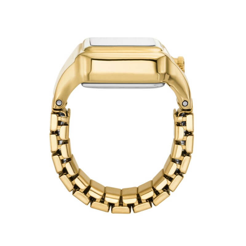Main Image 4 of Ladies’ Fossil Raquel Gold-Tone IP Ring Watch with Rectangular Gold-Tone Sunray Dial (Model: ES5343)
