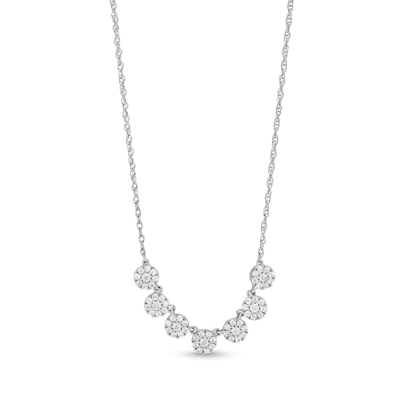 1/2 CT. T.w. Multi-Diamond Seven Stone Necklace in 10K White Gold